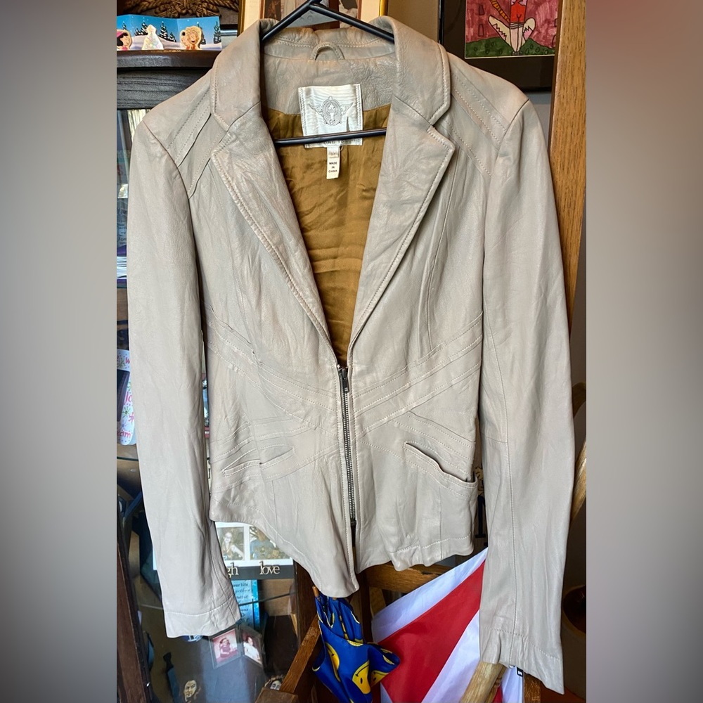 Burning Torch Moto Leather Jacket - size medium